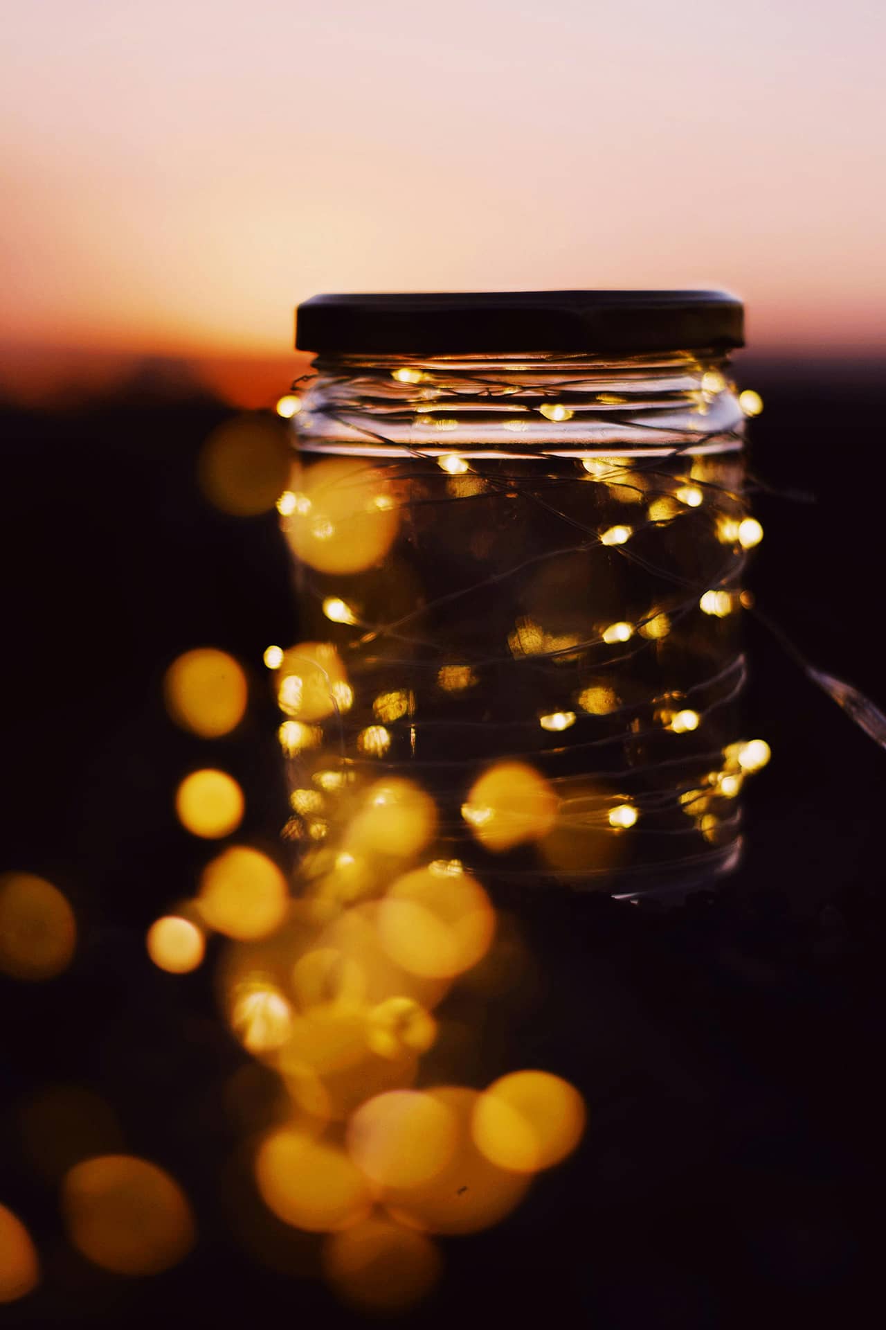 Lichterkette im Glas